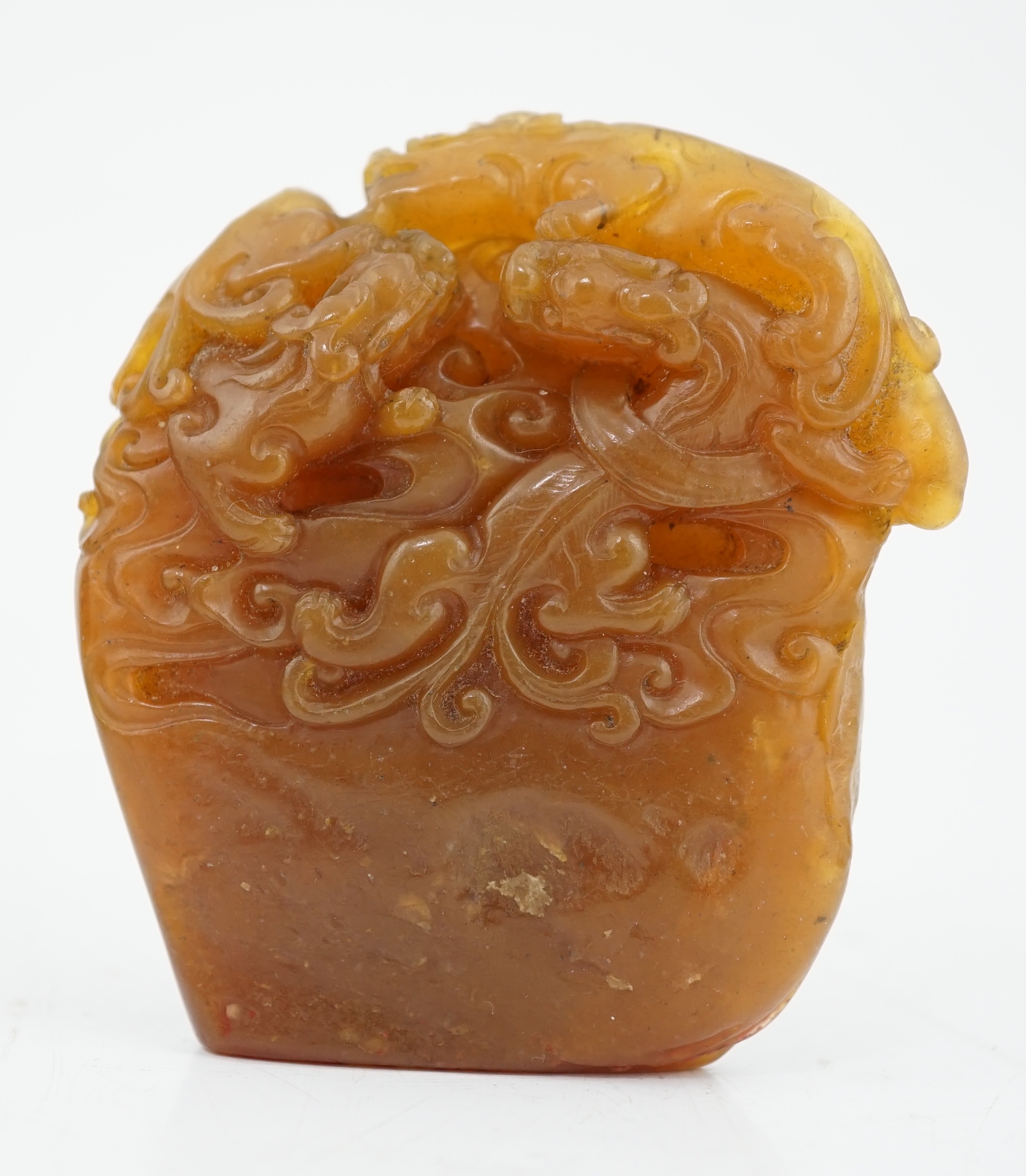 A group of nine Chinese soapstone literati seals, and a similar example in agate